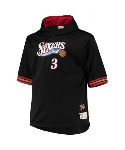 Men's Allen Iverson Black and Red Philadelphia 76ers Big and Tall Name & Number Short Sleeve Hoodie $53.99 Sweatshirt