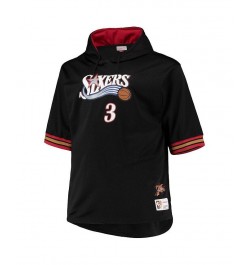 Men's Allen Iverson Black and Red Philadelphia 76ers Big and Tall Name & Number Short Sleeve Hoodie $53.99 Sweatshirt