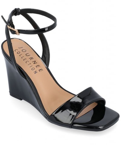 Women's Konna Wedge Sandals Black $52.99 Shoes