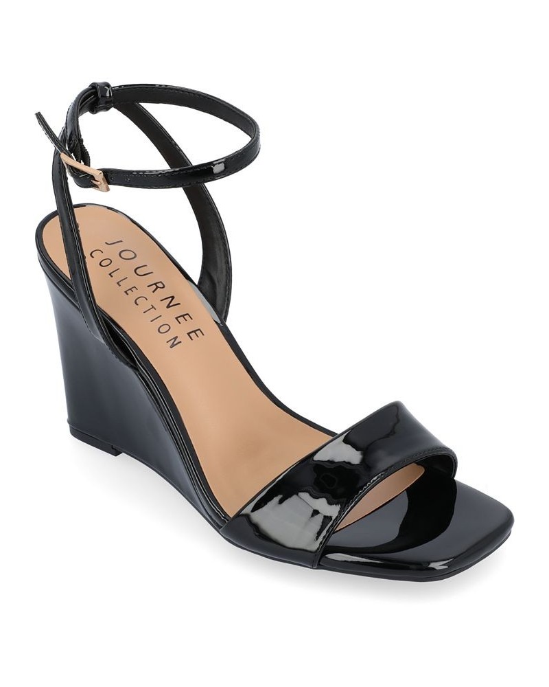 Women's Konna Wedge Sandals Black $52.99 Shoes