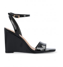 Women's Konna Wedge Sandals Black $52.99 Shoes