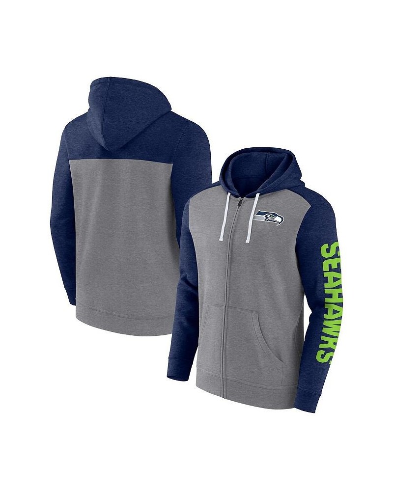 Men's Branded Heather Gray Seattle Seahawks Down and Distance Full-Zip Hoodie $30.66 Sweatshirt