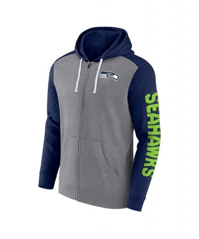 Men's Branded Heather Gray Seattle Seahawks Down and Distance Full-Zip Hoodie $30.66 Sweatshirt