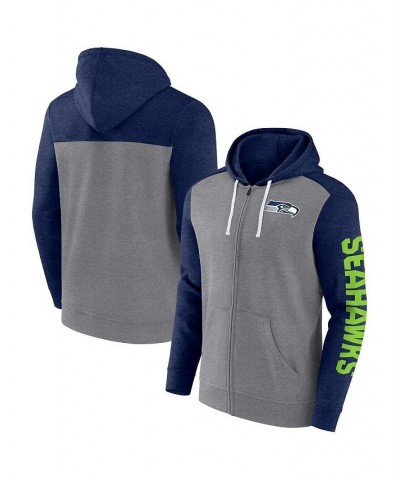 Men's Branded Heather Gray Seattle Seahawks Down and Distance Full-Zip Hoodie $30.66 Sweatshirt