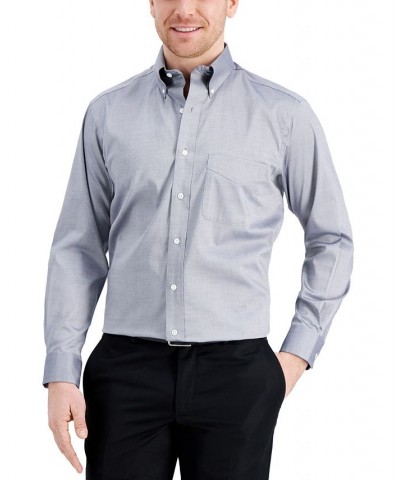 Men's Regular Fit Cotton Yarn-Dyed Pinpoint Dress Shirt Gray $19.20 Dress Shirts