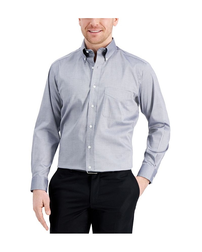 Men's Regular Fit Cotton Yarn-Dyed Pinpoint Dress Shirt Gray $19.20 Dress Shirts