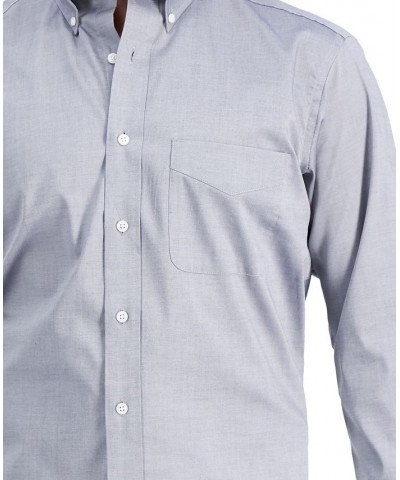 Men's Regular Fit Cotton Yarn-Dyed Pinpoint Dress Shirt Gray $19.20 Dress Shirts