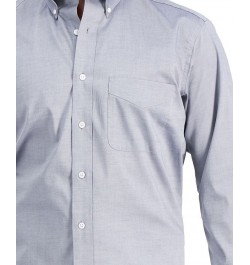 Men's Regular Fit Cotton Yarn-Dyed Pinpoint Dress Shirt Gray $19.20 Dress Shirts