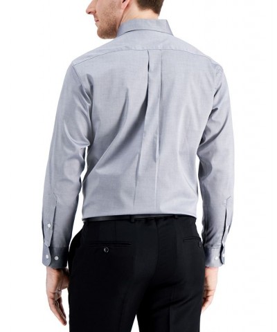 Men's Regular Fit Cotton Yarn-Dyed Pinpoint Dress Shirt Gray $19.20 Dress Shirts