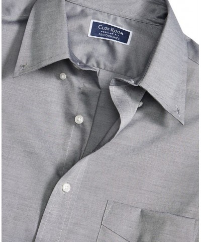 Men's Regular Fit Cotton Yarn-Dyed Pinpoint Dress Shirt Gray $19.20 Dress Shirts