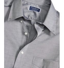 Men's Regular Fit Cotton Yarn-Dyed Pinpoint Dress Shirt Gray $19.20 Dress Shirts