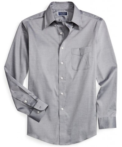 Men's Regular Fit Cotton Yarn-Dyed Pinpoint Dress Shirt Gray $19.20 Dress Shirts