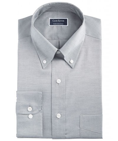 Men's Regular Fit Cotton Yarn-Dyed Pinpoint Dress Shirt Gray $19.20 Dress Shirts