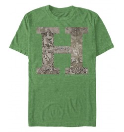 Men's Vintage-Like Hogwarts Short Sleeve Crew T-shirt Green $17.50 T-Shirts