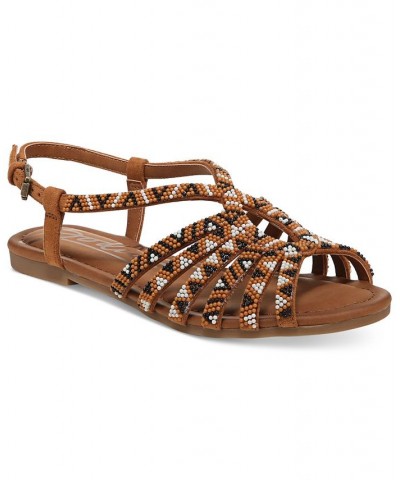 Women's Misha Beaded Strappy Gladiator Sandals Brown $39.16 Shoes