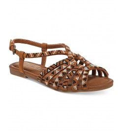 Women's Misha Beaded Strappy Gladiator Sandals Brown $39.16 Shoes