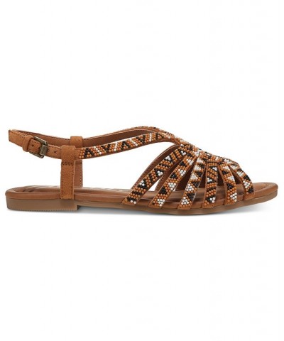 Women's Misha Beaded Strappy Gladiator Sandals Brown $39.16 Shoes