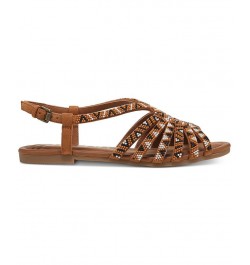 Women's Misha Beaded Strappy Gladiator Sandals Brown $39.16 Shoes