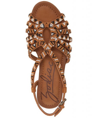 Women's Misha Beaded Strappy Gladiator Sandals Brown $39.16 Shoes