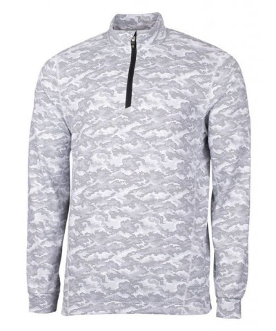 Men's Traverse Camo Print Half Zip T-Shirt Gray $50.40 T-Shirts