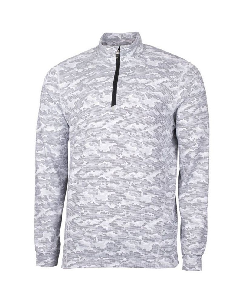 Men's Traverse Camo Print Half Zip T-Shirt Gray $50.40 T-Shirts