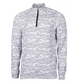 Men's Traverse Camo Print Half Zip T-Shirt Gray $50.40 T-Shirts