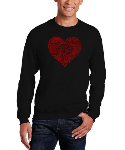 Men's Country Music Heart Word Art Crewneck Sweatshirt Black $25.99 Sweatshirt