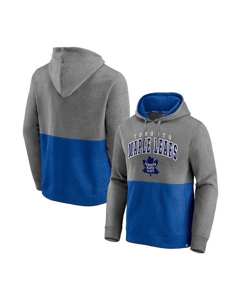 Men's Branded Heathered Gray, Blue Toronto Maple Leafs Block Party Classic Arch Signature Pullover Hoodie $32.80 Sweatshirt