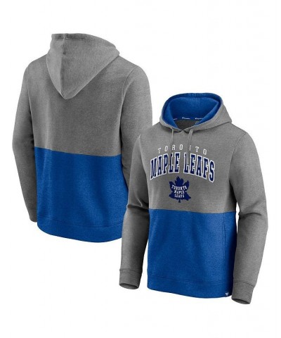 Men's Branded Heathered Gray, Blue Toronto Maple Leafs Block Party Classic Arch Signature Pullover Hoodie $32.80 Sweatshirt