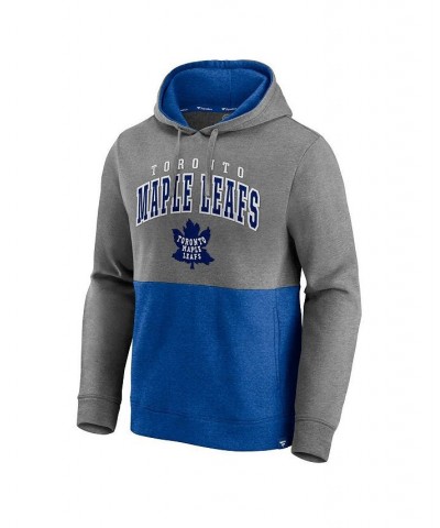 Men's Branded Heathered Gray, Blue Toronto Maple Leafs Block Party Classic Arch Signature Pullover Hoodie $32.80 Sweatshirt