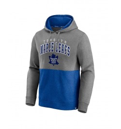 Men's Branded Heathered Gray, Blue Toronto Maple Leafs Block Party Classic Arch Signature Pullover Hoodie $32.80 Sweatshirt