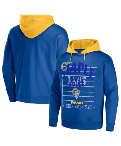 Men's NFL X Staple Navy Los Angeles Rams Oversized Gridiron Vintage-Like Wash Pullover Hoodie $33.58 Sweatshirt