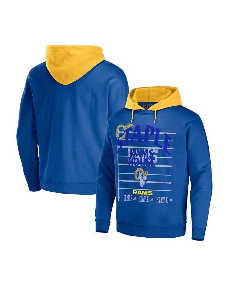 Men's NFL X Staple Navy Los Angeles Rams Oversized Gridiron Vintage-Like Wash Pullover Hoodie $33.58 Sweatshirt