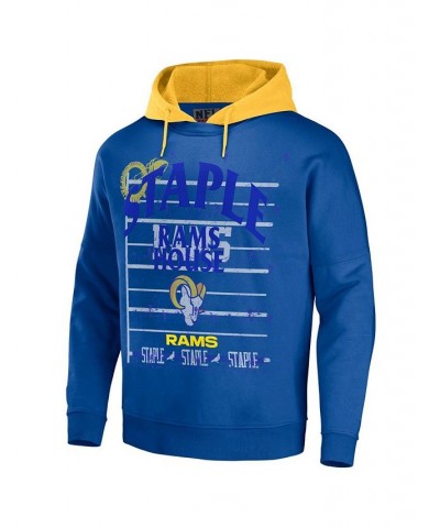 Men's NFL X Staple Navy Los Angeles Rams Oversized Gridiron Vintage-Like Wash Pullover Hoodie $33.58 Sweatshirt