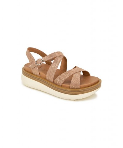 Women's Rebha Wedge Sandals Tan/Beige $62.37 Shoes