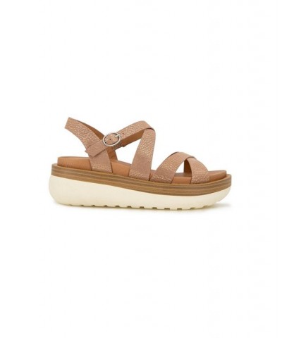 Women's Rebha Wedge Sandals Tan/Beige $62.37 Shoes