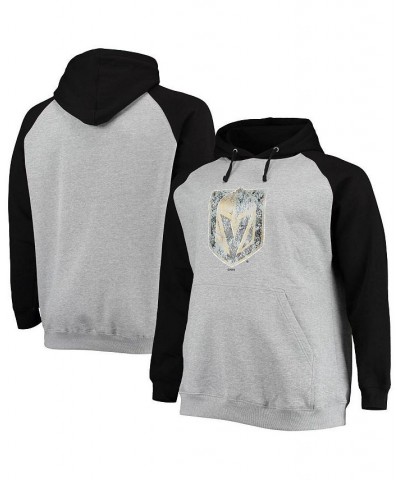 Men's Branded Heathered Gray, Black Vegas Golden Knights Big and Tall Raglan Pullover Hoodie $24.80 Sweatshirt