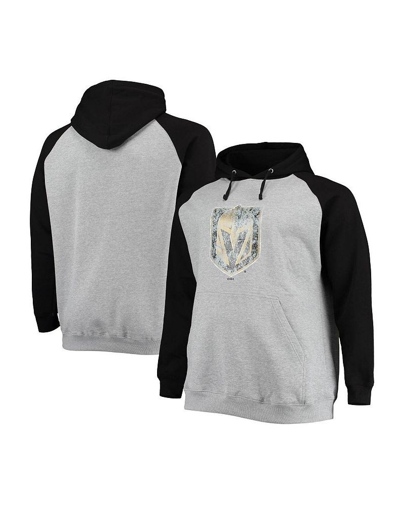 Men's Branded Heathered Gray, Black Vegas Golden Knights Big and Tall Raglan Pullover Hoodie $24.80 Sweatshirt