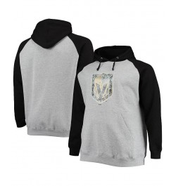 Men's Branded Heathered Gray, Black Vegas Golden Knights Big and Tall Raglan Pullover Hoodie $24.80 Sweatshirt