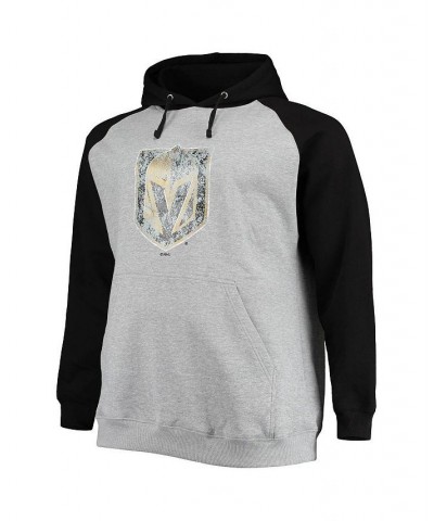 Men's Branded Heathered Gray, Black Vegas Golden Knights Big and Tall Raglan Pullover Hoodie $24.80 Sweatshirt