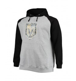 Men's Branded Heathered Gray, Black Vegas Golden Knights Big and Tall Raglan Pullover Hoodie $24.80 Sweatshirt