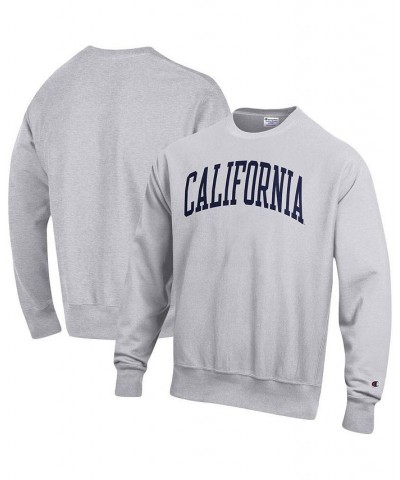 Men's Heathered Gray Cal Bears Arch Reverse Weave Pullover Sweatshirt $46.74 Sweatshirt