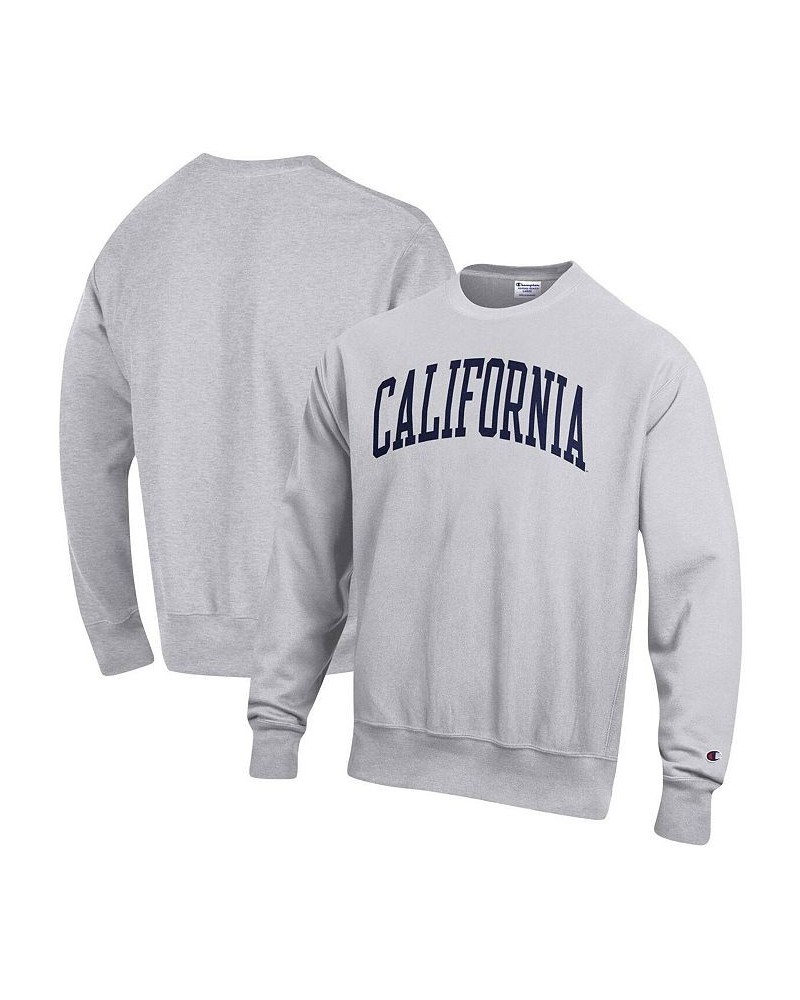 Men's Heathered Gray Cal Bears Arch Reverse Weave Pullover Sweatshirt $46.74 Sweatshirt