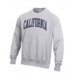 Men's Heathered Gray Cal Bears Arch Reverse Weave Pullover Sweatshirt $46.74 Sweatshirt