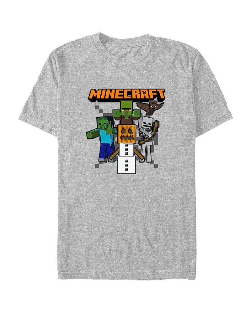 Men's Minecraft Pumpkin King Short Sleeves T-shirt Gray $16.45 T-Shirts