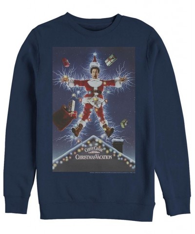 Men's National Lampoon Christmas Vacation Lampoon Poster Crew Fleece Pullover Blue $23.63 Sweatshirt