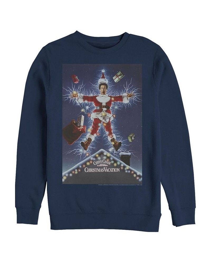 Men's National Lampoon Christmas Vacation Lampoon Poster Crew Fleece Pullover Blue $23.63 Sweatshirt