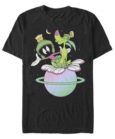 Men's Looney Tunes Marvin Planet Short Sleeve T-shirt Black $16.45 T-Shirts