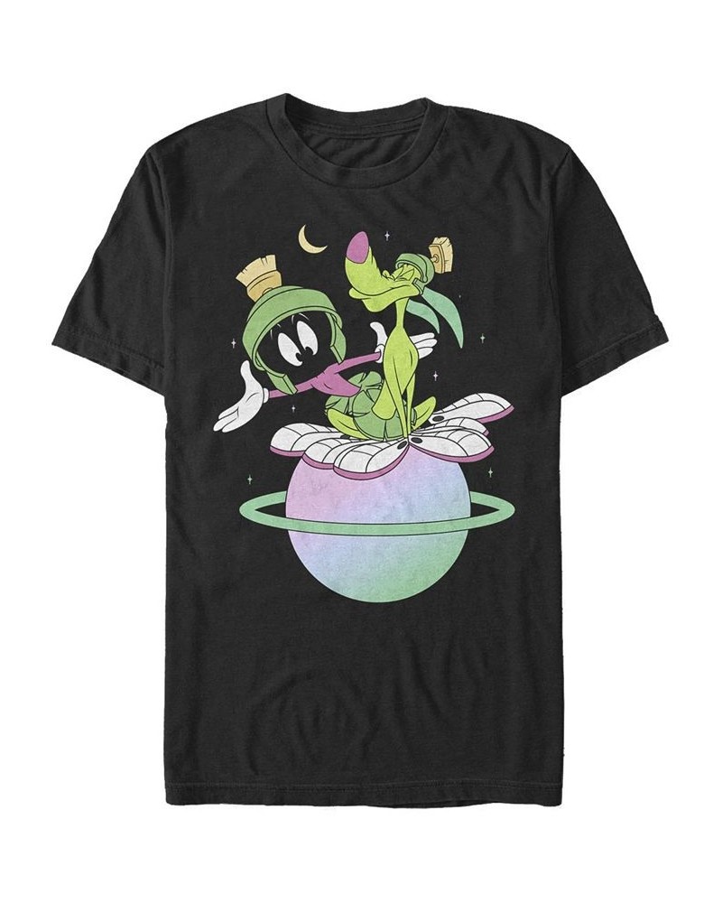 Men's Looney Tunes Marvin Planet Short Sleeve T-shirt Black $16.45 T-Shirts