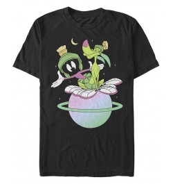 Men's Looney Tunes Marvin Planet Short Sleeve T-shirt Black $16.45 T-Shirts